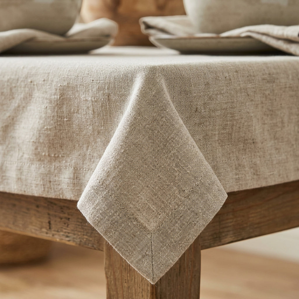 Covle Cotton Linen Tablecloth 140 x 220 cm Oatmeal - Detail view