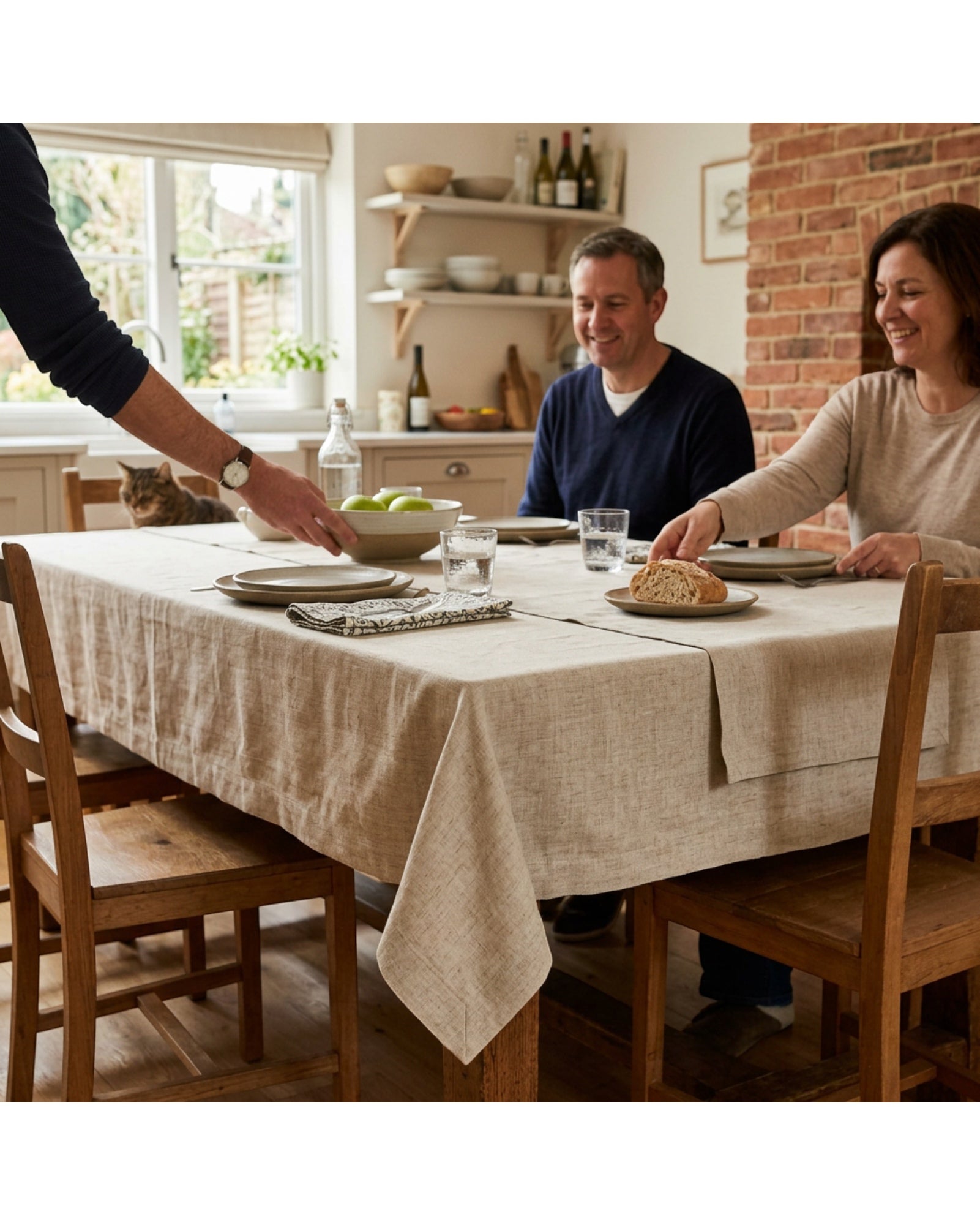 Covle Cotton Linen Tablecloth 140 x 220 cm Oatmeal - Lifestyle view